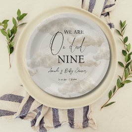 Plato De Papel Nueve géneros beige nubes de cielo neutro Baby Sho