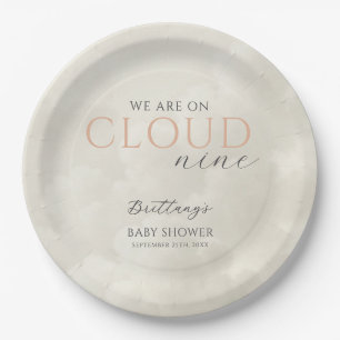 Plato De Papel Nueve nubes blancas Baby Shower