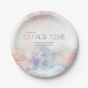 Plato De Papel Nueve nubes de arcoiris nublado Baby Shower