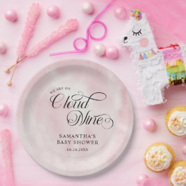 Plato De Papel Nueve nubes nine rosa acuarela moderna