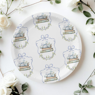 Plato De Papel Nuevo capítulo Cinta azul Bow Ducha de bebé cosech
