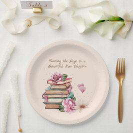 Plato De Papel Nuevo Capítulo Comienza Tema Floral de Libro Román