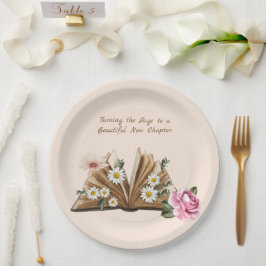 Plato De Papel Nuevo Capítulo Comienza Volviendo la Página Floral