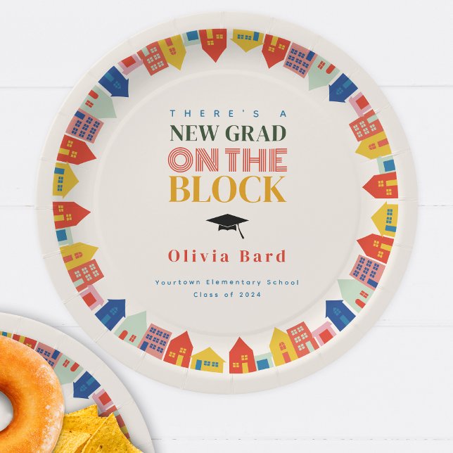 Plato De Papel Nuevo Grado En La Graduación De Las Casas De Bloqu (Subido por el creador)