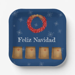 Plato De Papel Nuevo México Luminarias Farolitos Zia Red Chile