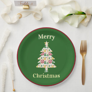 Plato De Papel Nuevo México Ornamentos de Navidad Zia Azul Verde 
