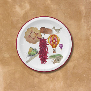 Plato De Papel Nuevo México Rojo Chile Pinõn Zia Globo de aire ca