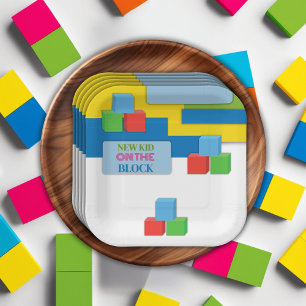 Plato De Papel Nuevo Niño En El Baby Shower De Adopción De Bloque