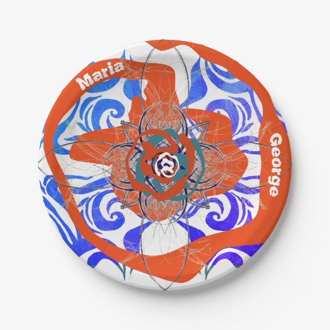 Plato De Papel Nuevo nombre Naranja Deco Extraño 2 (Anverso)