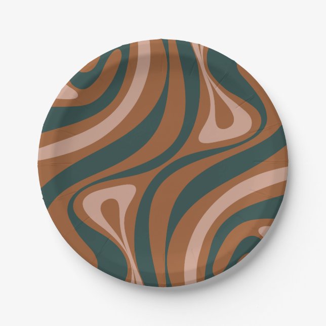 Plato De Papel Nuevo patrón abstracto de boho retro de Groove (Anverso)