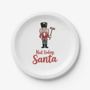 Plato De Papel Nuez Hoy Santa Divertido Cascanueces Navidad Santa
