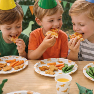 Plato De Papel Nuggets de pollo de dinosaurio juguetones niños di