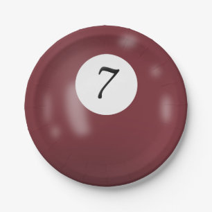 Plato De Papel Número 7 de bola de billar
