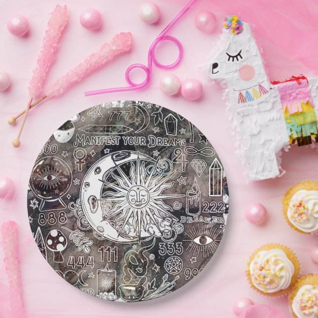 Plato De Papel Numerología afortunada que manifiesta la pérdida d (Fiesta)