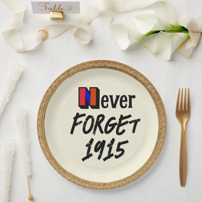 Plato de papel Nunca Olvides 1915 (Boda)