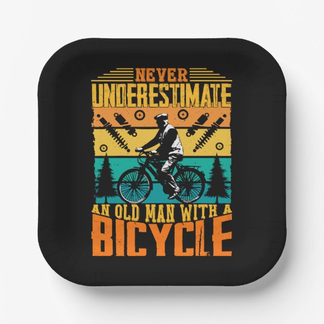 Plato De Papel Nunca Subestimes A Un Viejo En Bicicleta (Anverso)