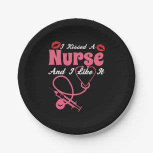 Plato De Papel Nurse Gift   Besé Una Enfermera Y Me Gusta