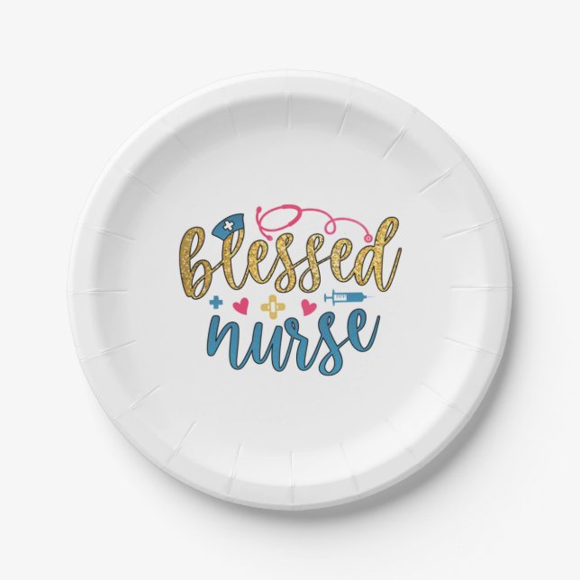 Plato De Papel Nurse Gift | Enfermera bendita (Anverso)