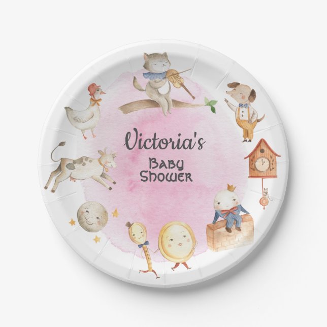 Plato De Papel Nursery Rhyme Storybook baby shower (Anverso)