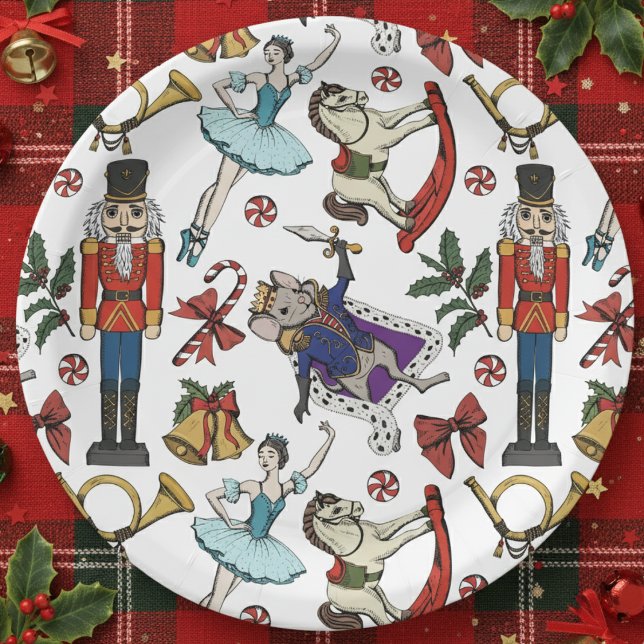 Plato De Papel Nutcracker Ballet Christmas Kids Xmas Party (Festive Xmas Nutcracker Ballet Kids Christmas Party Paper Plates. Nutcracker, Ballerina, Mouse King)