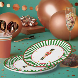 Plato De Papel Nutcracker Christmas Plate Red Green and White
