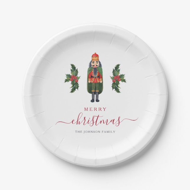 Plato De Papel Nutcracker Festivo Feliz Navidad (Anverso)