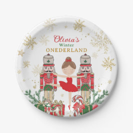 Plato De Papel Nutcracker Winter Onederland 1st Birthday Red