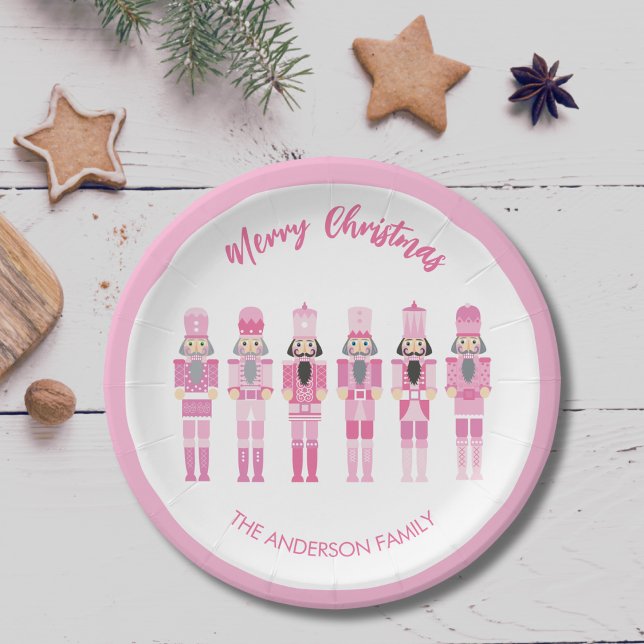 PLATO DE PAPEL NUTCRACKERS DE NAVIDADES DE COLOR ROSA (Subido por el creador)