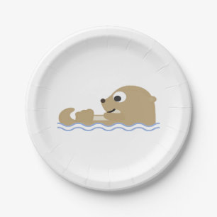 Plato De Papel Nutria flotante linda