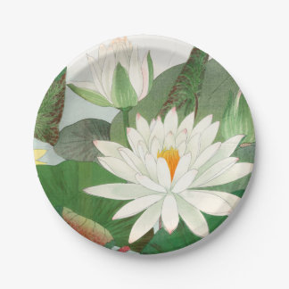 Plato De Papel Nymphaea lotus, grabado en madera japonés, 1917