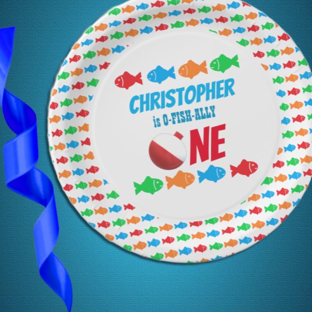 Plato De Papel O-Fish-Ally Un pescador Primer cumpleaños (Subido por el creador)