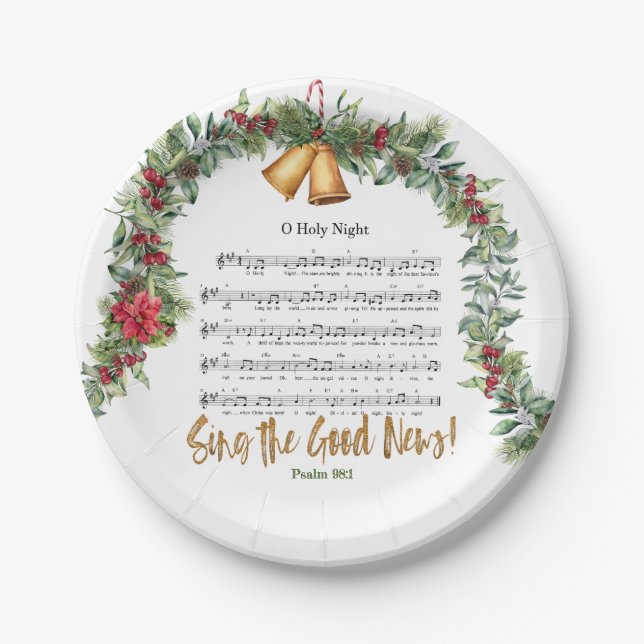 Plato De Papel O HOLY NOCHE Elegantes Navidades Cristianos Himno (Anverso)