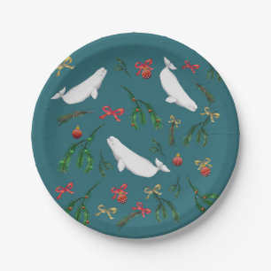 Plato De Papel O Navidades Beluga Ilustracion de ballena feriado