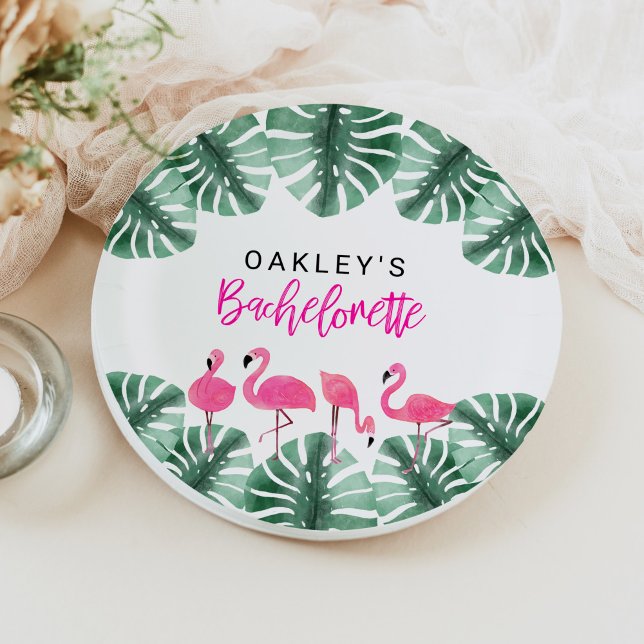 Plato De Papel OAKLEY Bachelorette Tropical Flamingo Hot Pink (Subido por el creador)