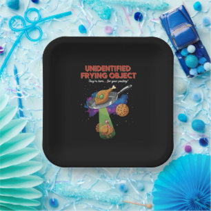 Plato De Papel Objeto Frito No Identificado Alien UFO Pavo Divert