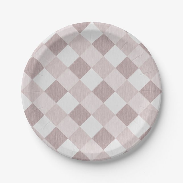 Plato De Papel Obliga del patrón de tracto geométrico beige y gri (Anverso)