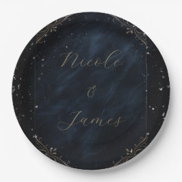 Plato De Papel Obsidian Oracle Boda Elegancia Medianoche