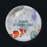 Plato De Papel Ocean Animals Sea Life Kids Birthday Fiesta Azul<br><div class="desc">Ya sea que esté hospedando un fiesta de piscina, una cesta de playa de verano o una encantadora fiesta de cumpleaños para los niños, estos platos de papel son una adición fantástica. Sumérjase en su celebración en el encanto de las festividades bajo el mar, con adorables ilustraciones de animales del...</div>