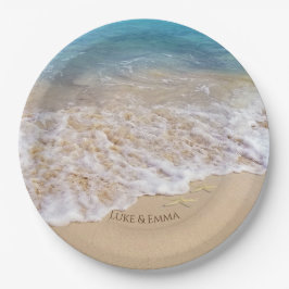 Plato De Papel Ocean Beach con peces estrella