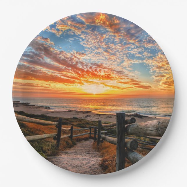 Plato De Papel Ocean Beach View Tropical Sunset Paradise Dream (Anverso)