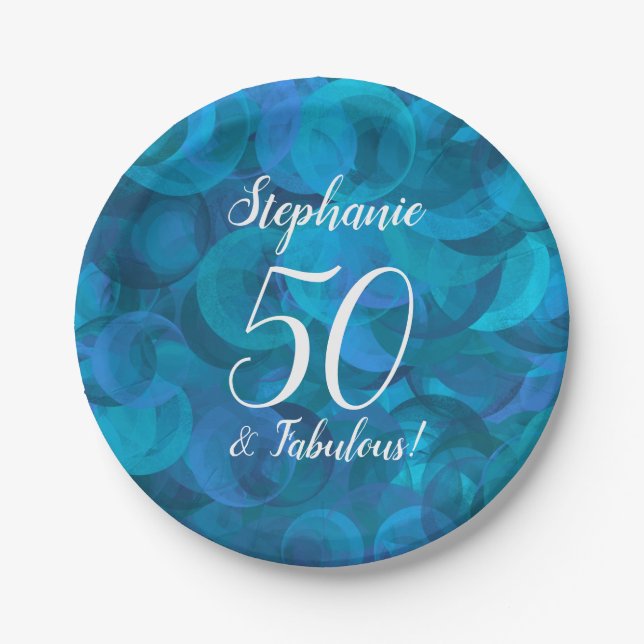 Plato De Papel Ocean Blue 50 y la fabulosa fiesta de cumpleaños (Anverso)