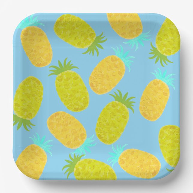 Plato De Papel Ocean Pineapples Pattern  (Anverso)