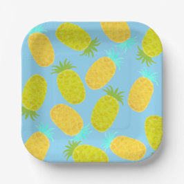 Plato De Papel Ocean Pineapples Sky Pattern 