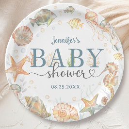Plato De Papel Ocean Under The Sea Baby Shower Gender Neutral