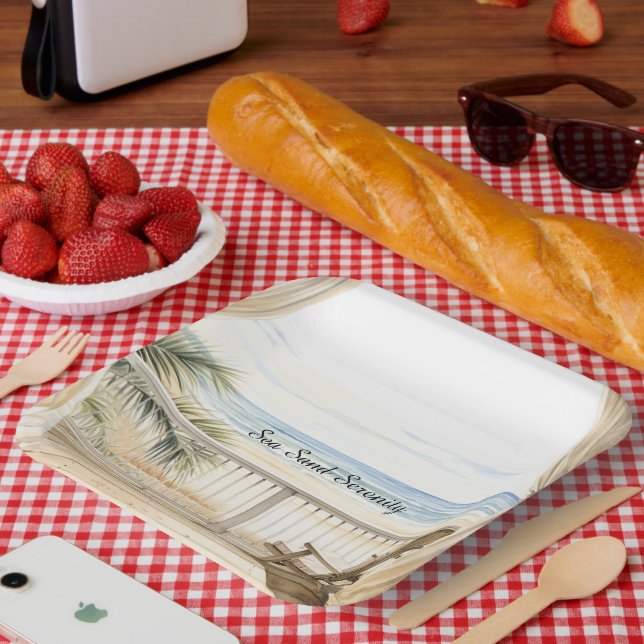 Plato De Papel Ocean View Beach Serenity (Picnic)
