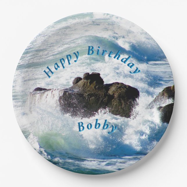 Plato De Papel Ocean Waves Birthday Paper Plate (Anverso)