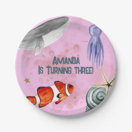 Plato De Papel Océanos Animales Niños náuticos Fiesta de cumpleañ