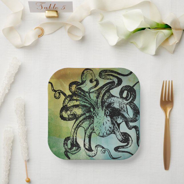 Plato De Papel Octopus (Boda)