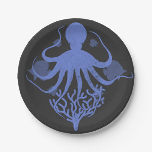 Plato De Papel Octopus (fondo oscuro)