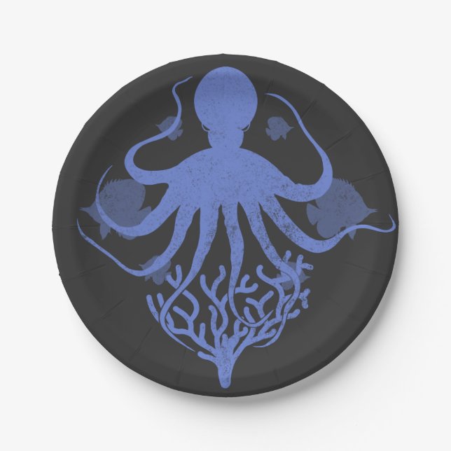 Plato De Papel Octopus (fondo oscuro) (Anverso)
